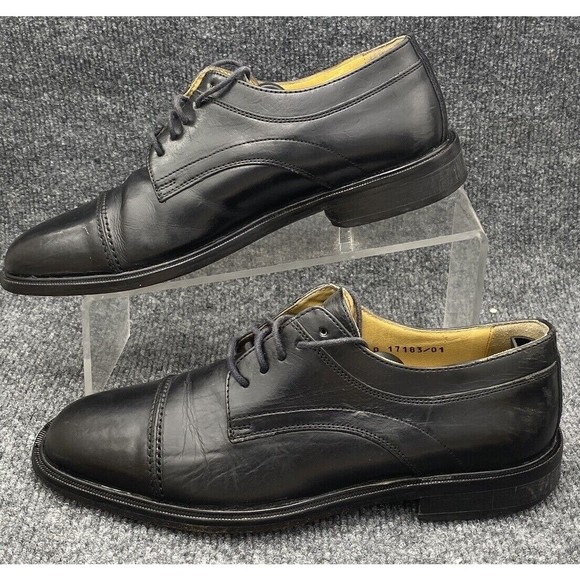 Florsheim Shoes Mens Size 7.5 Imperial Cap Toe Oxford Black Leather Made Italy - Picture 7 of 10